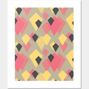 Pastel Pink and Yellow Diamond Seamless Pattern 016#001 Posters and Art